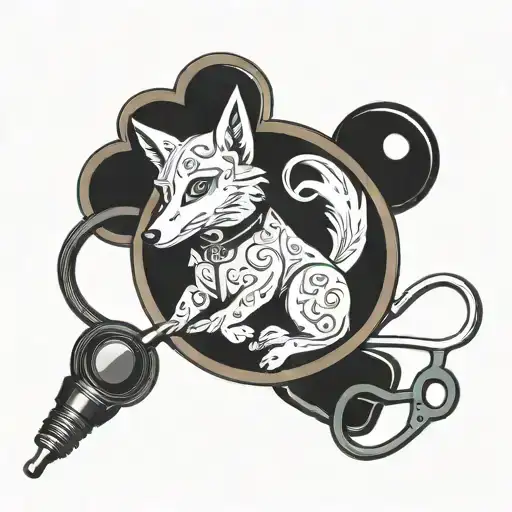 Alice In Wonderland Themed Stethoscope With A Wolf Peeking Out Of The Pocket