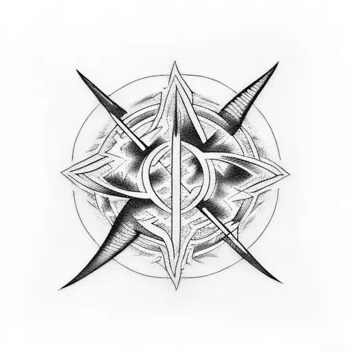 Black Trident Rises From Black Waves Under Moon Light