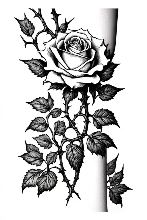 Rose With Thorns And Leaves On The Wrist Black Clover