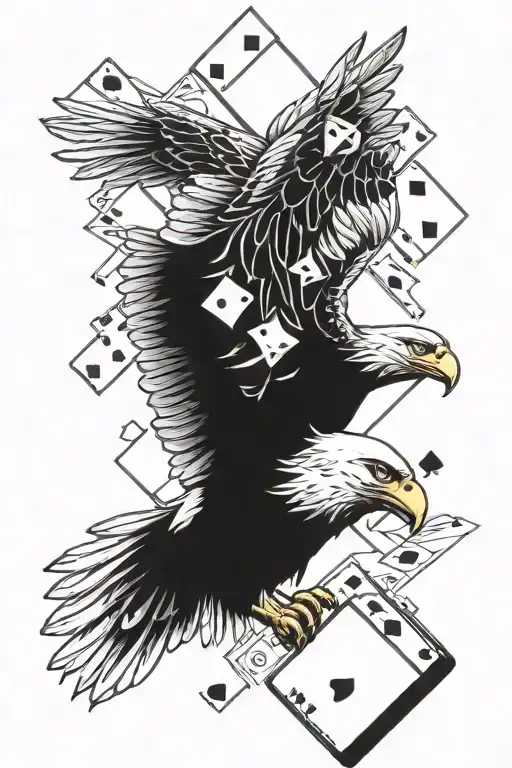 Eagle And Cards Floating