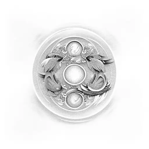 Dove And Phoenix In Yin-yang Style