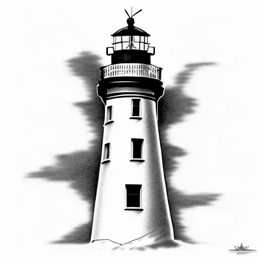 Black And White Realism Lighthouse