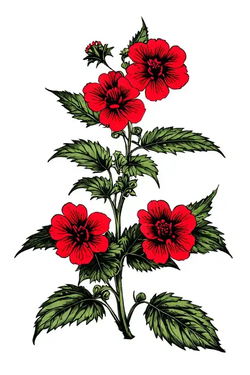 Malva Plant With Red
