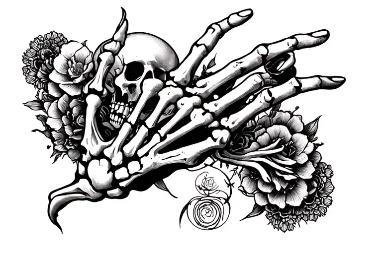Skeleton Hand Print Surrounded