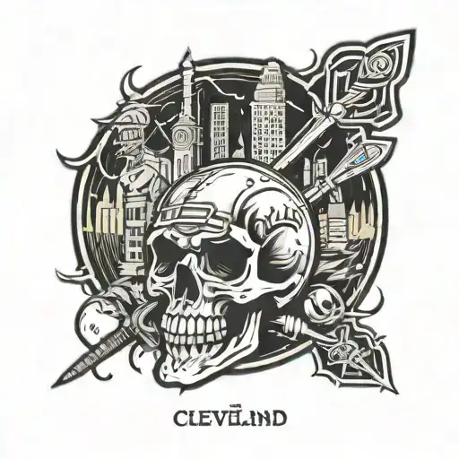 City Of Cleveland Ohio Sports Halloween Themed Tattoo Featuring