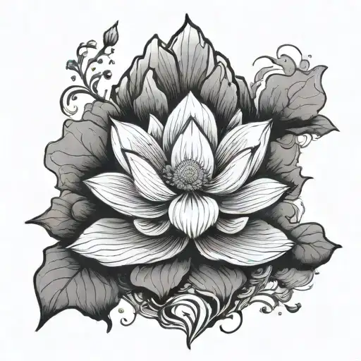 A White Lotus Flower Blooming On A Mountain Peak Representing