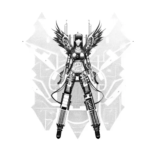 A Futuristic Cyberpunk Anime Character With A Raven Companion