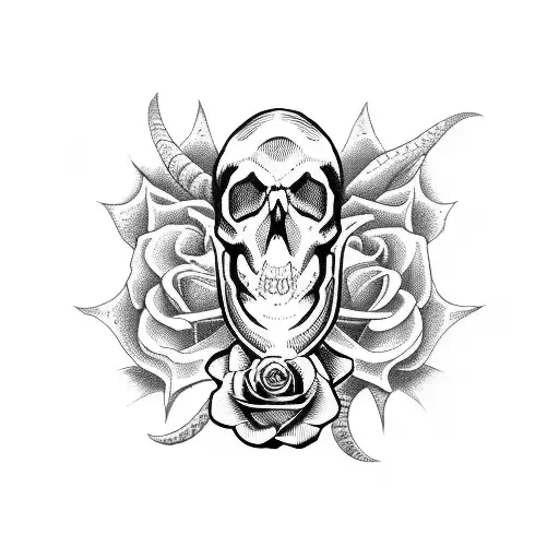 Snake With A Skull And A Rose