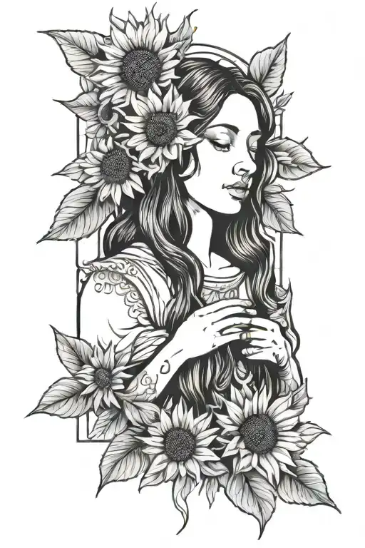 Jesus Sunflower Girl Holding