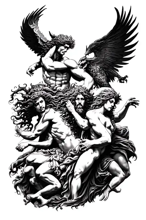Greek Mythology Inspired Tattoo Featuring Zeus Posiedon Hades Athena Ares Cerberus Medusa