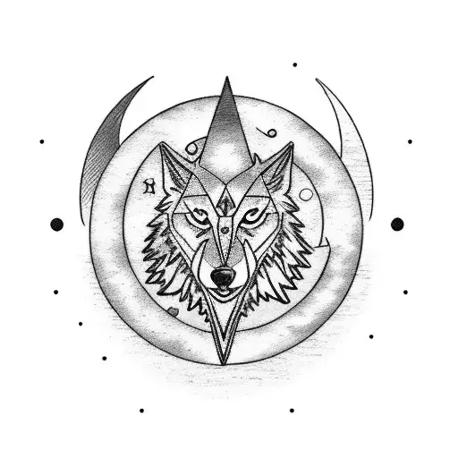 A Mystical Tarot Card Featuring A Wolf And Moon