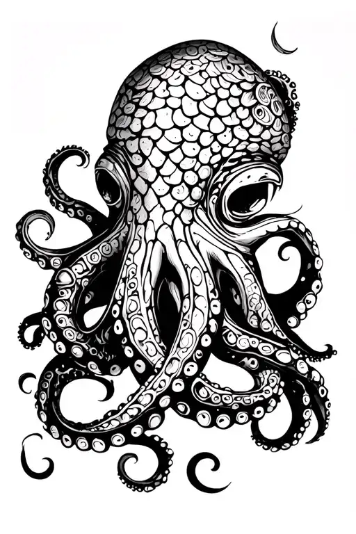 Halfsleeve High Contrast Blackwork Octopus Wrapped