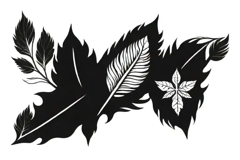 Feathers And Leaves Sunset