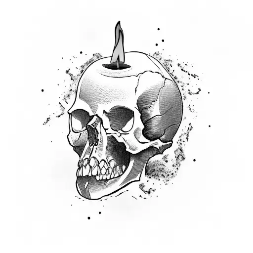 Skull Shaped Candle Burning Out