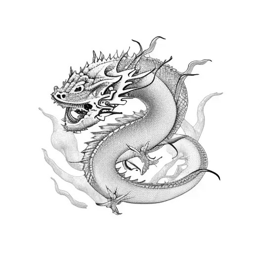 A Japanese Dragon Swimming Among Marine Animals In An Aquarium