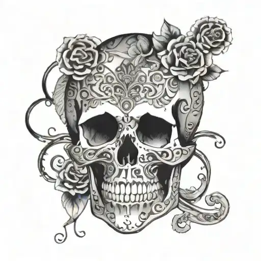 A Skull Made Up Of Intricate Dollar Bill Patterns