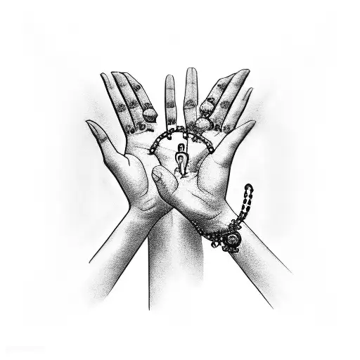 Prayer Hands With Rosary