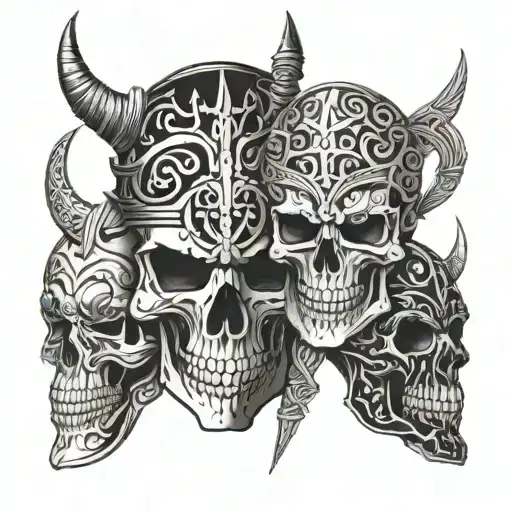 Skull Tribal And Knight