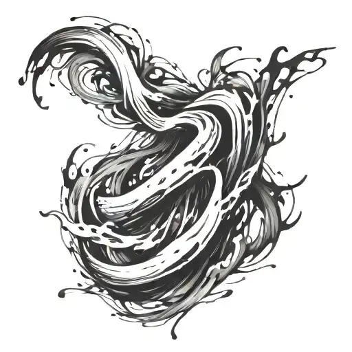 An Abstract Representation Of The Client's Favorite Brushstrokes Flowing From Waist To Thigh