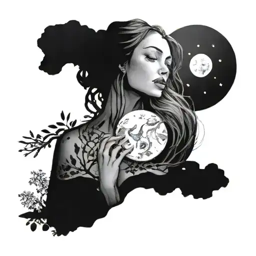 Cosmic Female Healing In Nature With The Moon