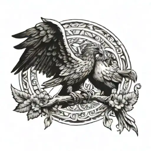 Ancient Greece With Wings Giving A Helping Hand Up To Two Birds