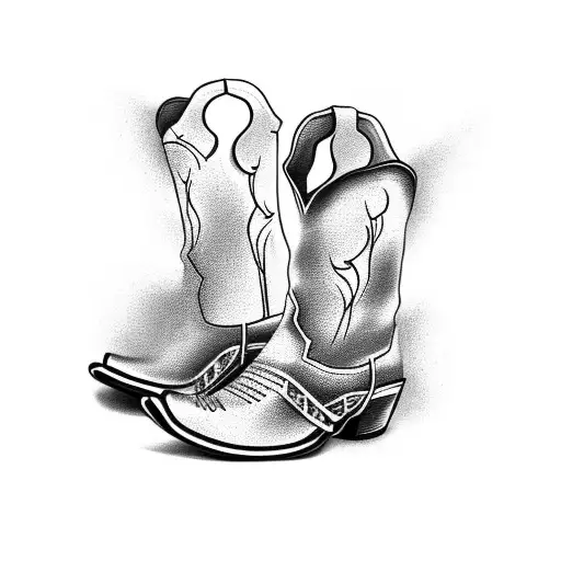 A Cowboy Hat And Boots With A Horseshoe For Good Luck