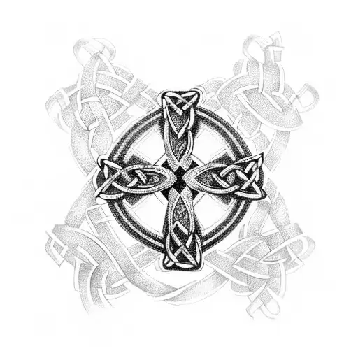 Celtic Cross Intertwined With Military Dog Tags