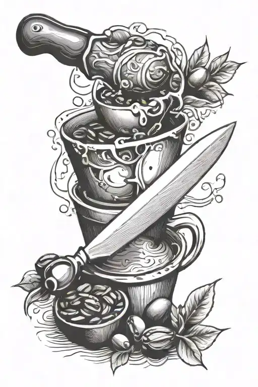 A Chef's Knife Cutting Through A Coffee Bean Morphing