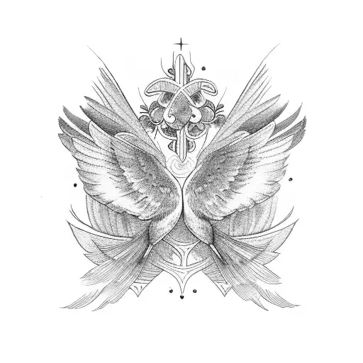 3 Birds With Halos Looking At A 4Th Bird