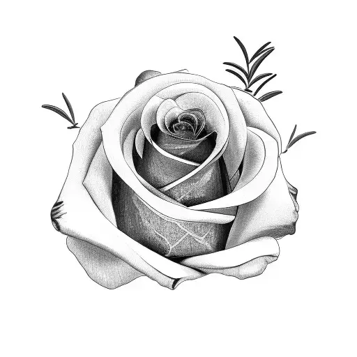 Black And Grey Rose With The Name Rosemary