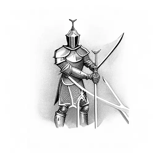 Knight Holding Sword Upwards