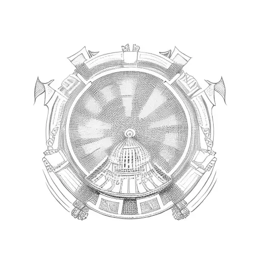 Coliseum With Italian And Irish Flags