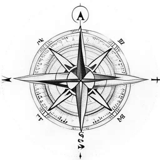 Traveller Compass With An Arrow Going Through It And Water