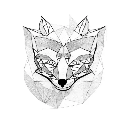 A Geometric Fox Design Blending With Abstract Floral Patterns