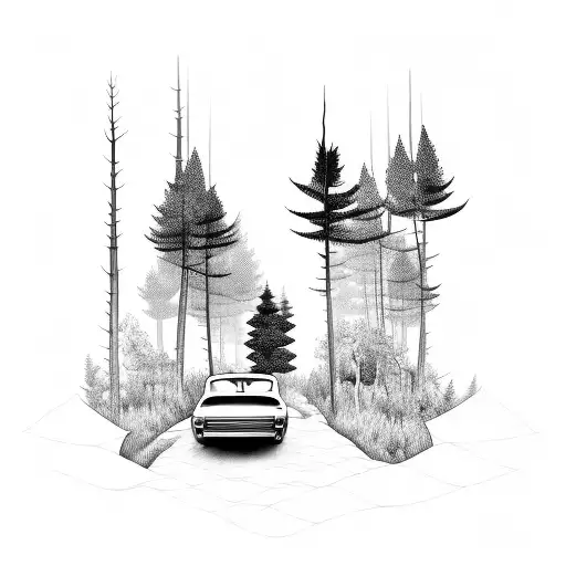 Forest With Car Looking Out