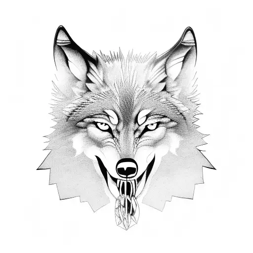 Wolf With Knife In Mouth