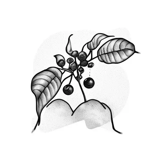 Coffee Plant With Boba Pearls Intertwined In The Leaves