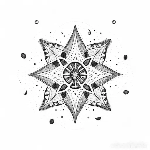 Swirl Star Surrounded By Tiny Stars