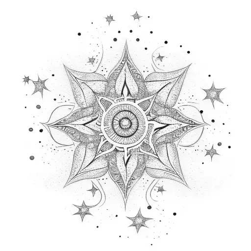 Swirl Star Surrounded By Tiny Stars