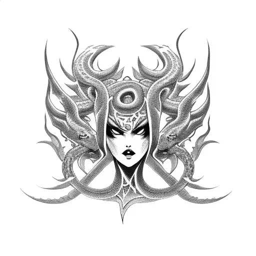 Demon Lady With Snake