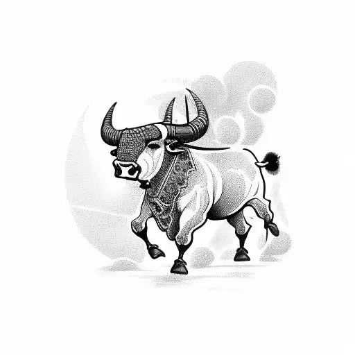 Spanish Bull And Matador In Action