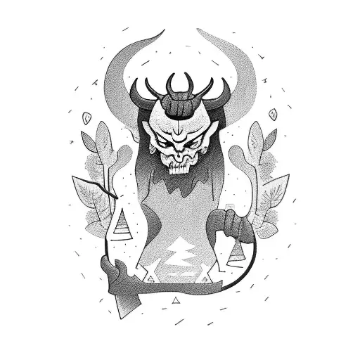 A Demon Playing A Guitar In A Forest Clearing