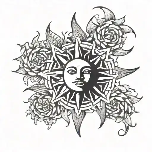 A Radiant Sun With Three Small Sun Rays Representing The Client's Three Daughters