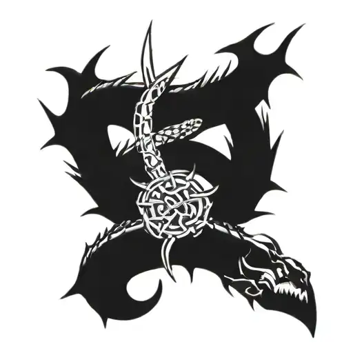 A Crown Of Thorns Intertwined With A Ourobouros Snake