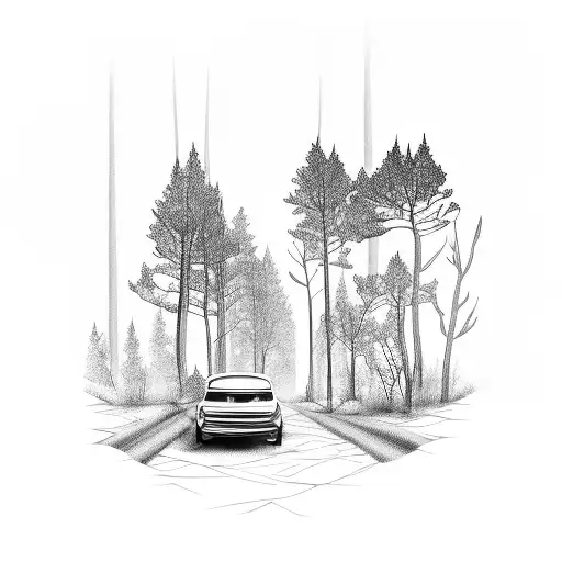 Forest With Car Looking Out
