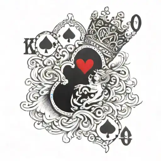 King Of Hearts Playing Card With Queen Of Hearts At The Bottom Burning