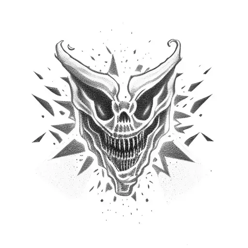 Elbow Ditch Blacked Out With Arm Acting Is A Mouth With Sharp Scary Teeth