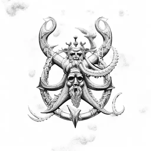 Poseidon In A Storm And The Kraken Attacking The Uss Constitution Full Sleave