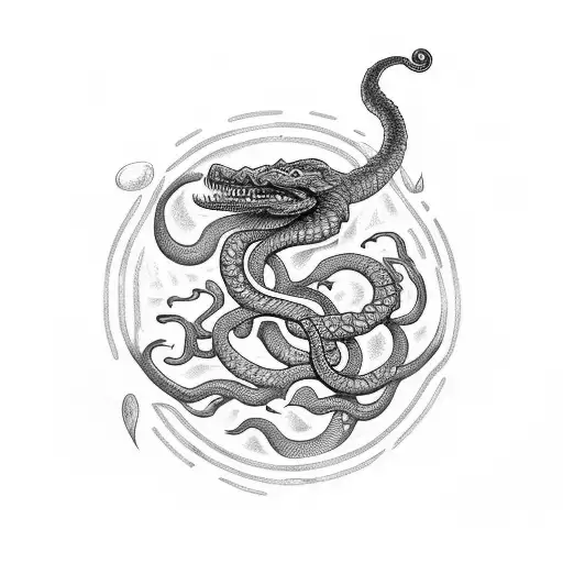 Jormungandr Wrapping Around Yggdrasil