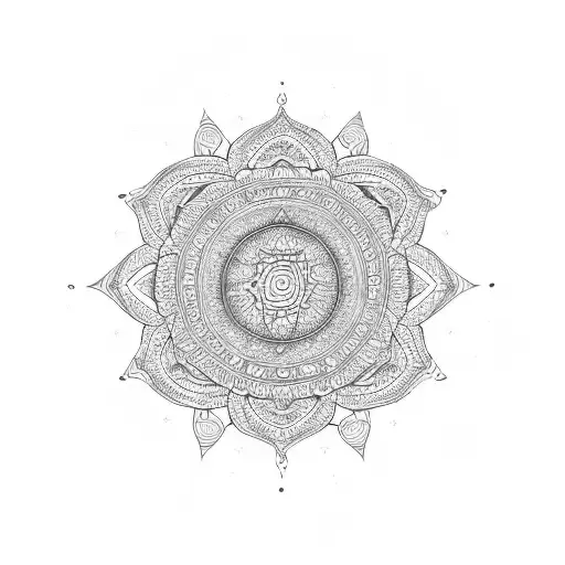 A Mandala Design Featuring Music Notes And Geometric Shapes